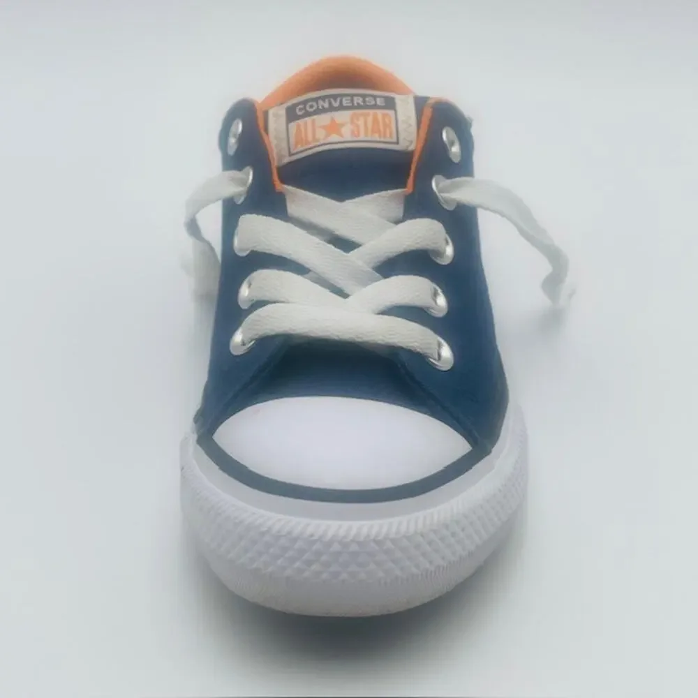 Converse All Star Laced Boys Sneaker Tennis Shoe's Blue White Orange - Jr Size 1